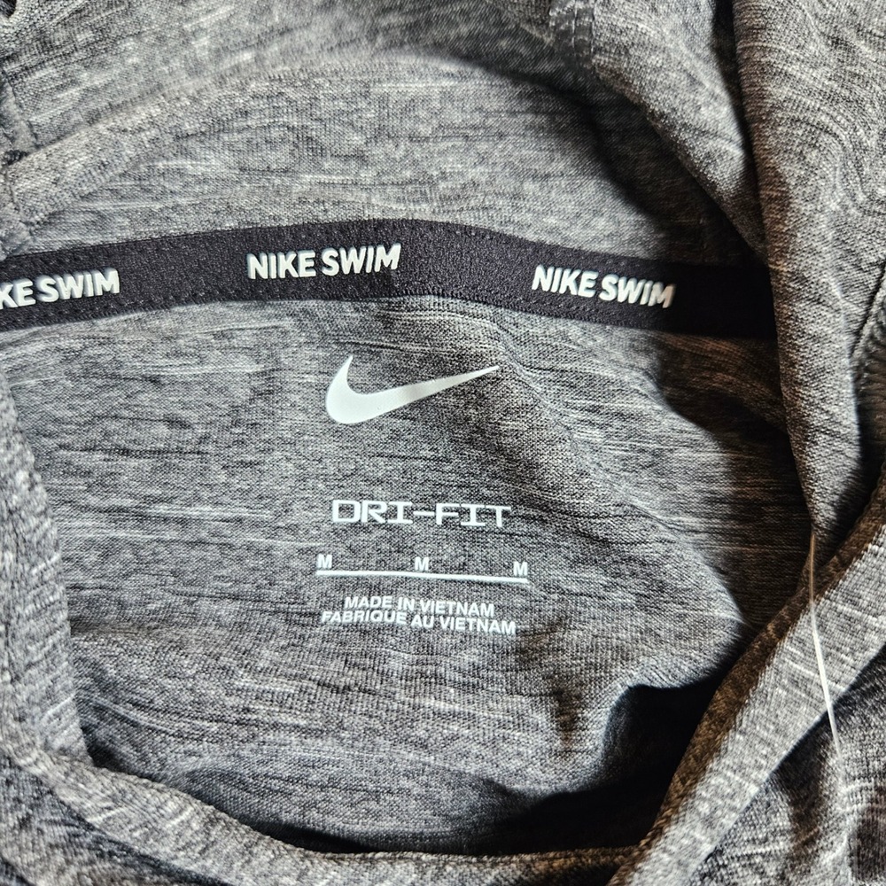 Nike Swim Hydroguard Hoodie Shirt Men M Dri-FIT Long Sleeve Hooded Gray NESSB669 - Picture 3 of 7
